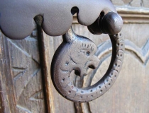 Door handle outside the Cathedral of St. Peter and St. Paul in Đakovo Croatia