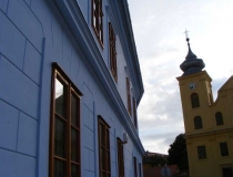 St Michael's Church and blue wall Tvrđa Osijek Croatia